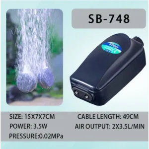 Sobo Ultra Sessiz Ayarlanabilir Çift Çıkışlı Akvaryum Hava Motoru SB-748