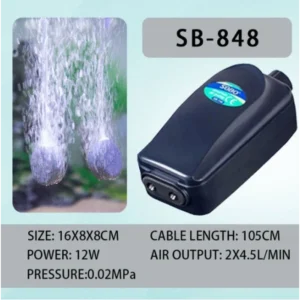 Sobo Ultra Sessiz Ayarlanabilir Çift Çıkışlı Akvaryum Hava Motoru SB-848