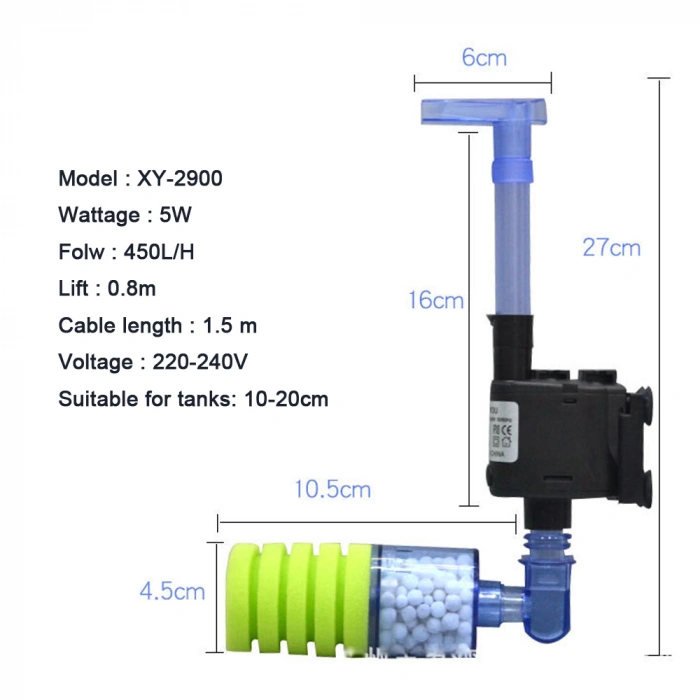Xinyou Tek Süngerli Motorlu Seramikli Pipo Filtre XY-2900